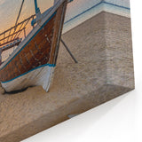 Sunset Serenity in Doha - Traditional Boat Canvas Print
