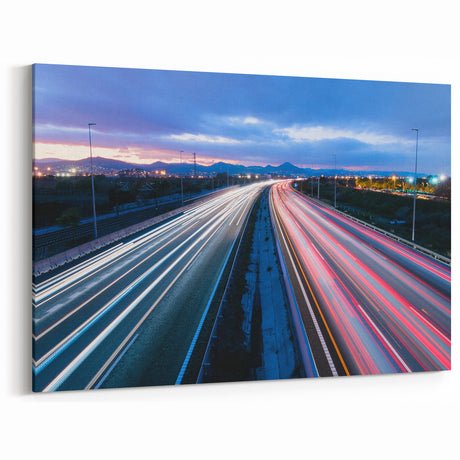 Connecticut Photography - Light Trails on Highway at Dusk Scenic Connecticut Art