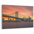Delaware Cityscape Art – Vibrant Sunset Over Skyline and Bridge Print