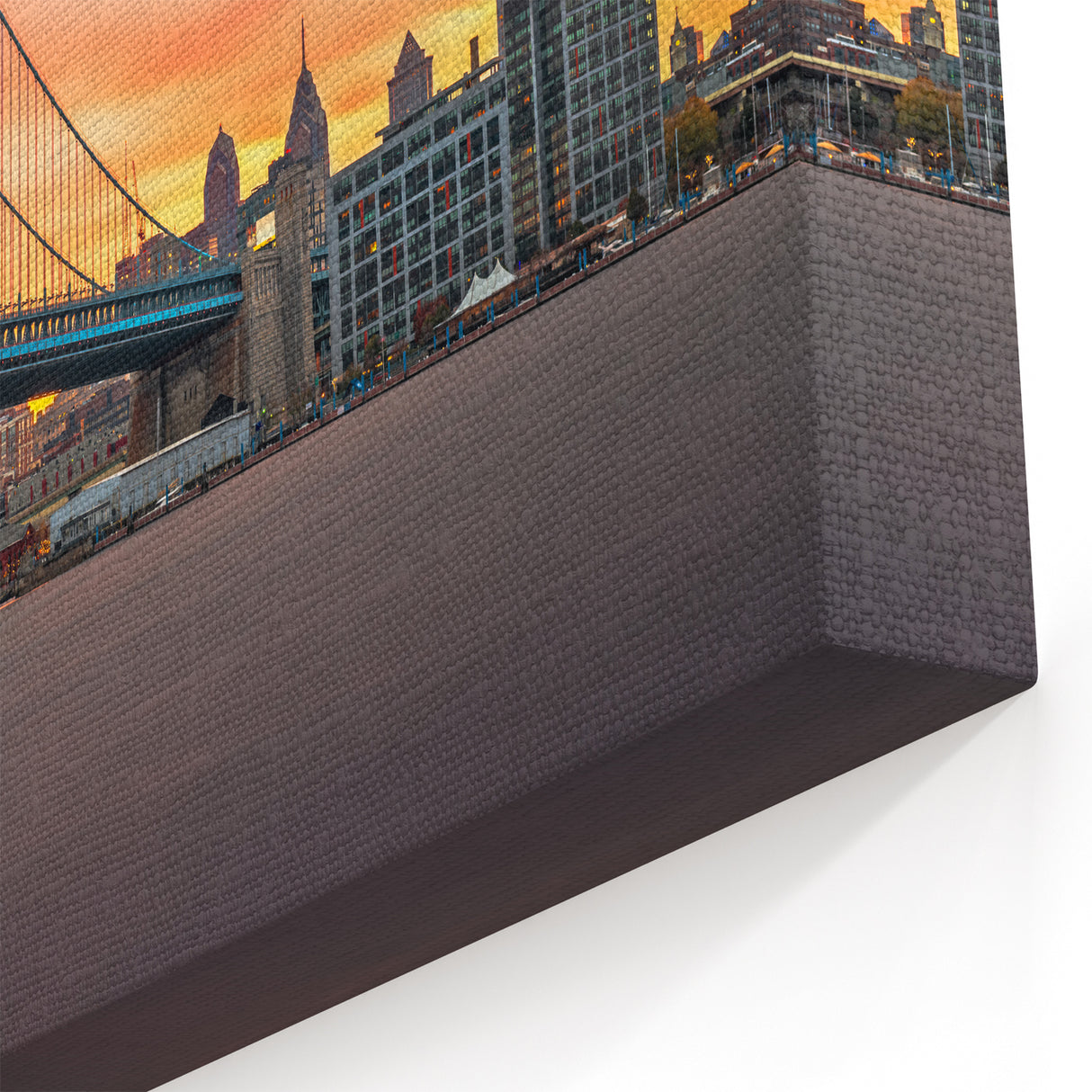 Delaware Cityscape Art – Vibrant Sunset Over Skyline and Bridge Print