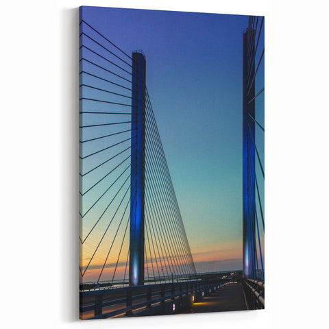 Delaware Photography Art - Modern Bridge at Sunset in Coastal Scene