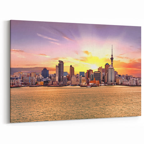 Golden Hour Over Auckland - Cityscape Canvas Art