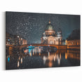 Berlin Cityscape - Berlin Cathedral Night Scene with Winter Snowfall