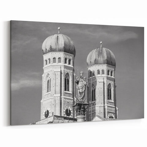 Munich Wall Art - Black and White Bavaria Architecture Frauenkirche Print