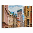 German Cityscape Canvas - Frauenkirche Towers from Munich Streets