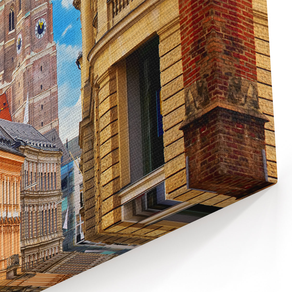 German Cityscape Canvas - Frauenkirche Towers from Munich Streets