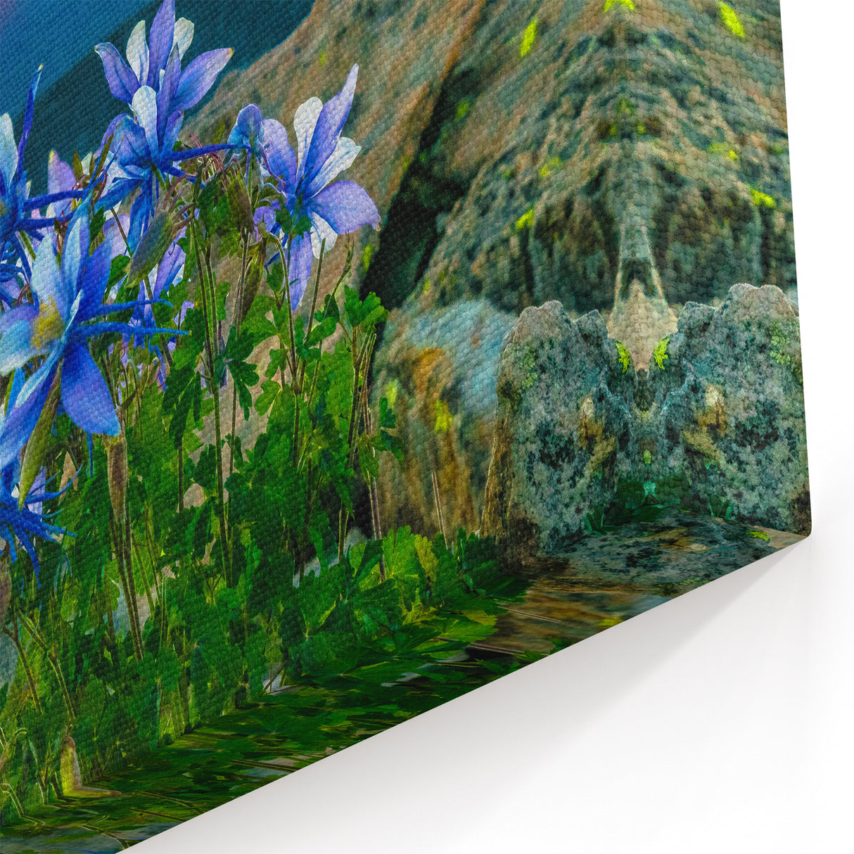 Colorado Springs Wall Art - Sunset Over Mountains with Columbine Flowers