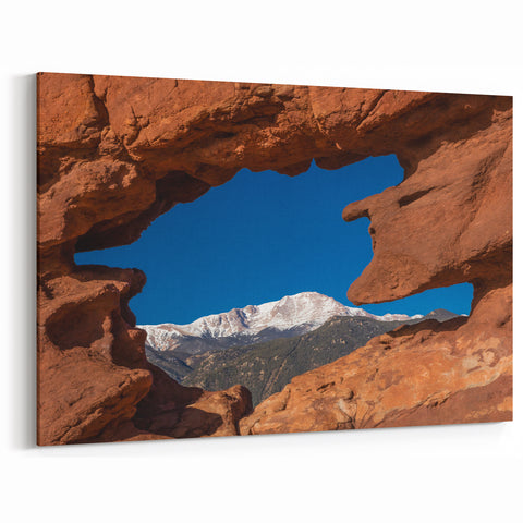 Scenic Colorado Springs Photography - Pikes Peak Through Red Rocks