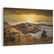 Rocky Mountains Wall Decor - Golden Sunset Over Serene Lake and Road