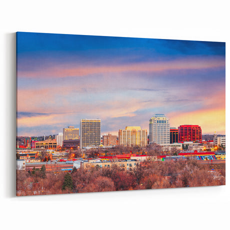 Colorado Springs Wall Art - City Skyline at Sunset with Colorful Skies