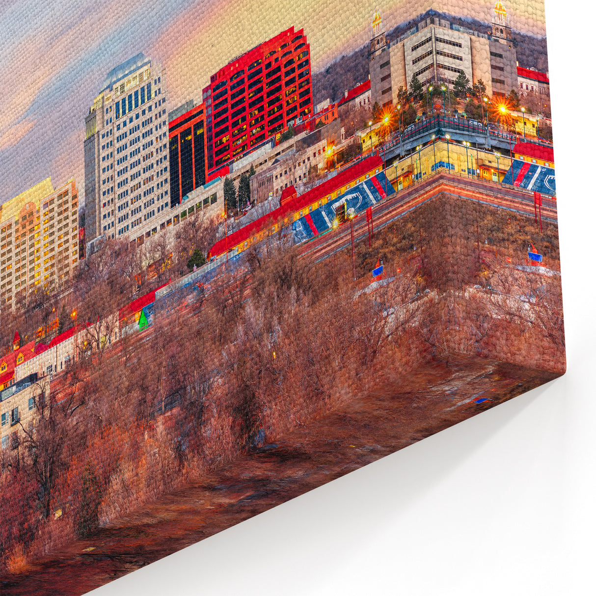 Colorado Springs Wall Art - City Skyline at Sunset with Colorful Skies