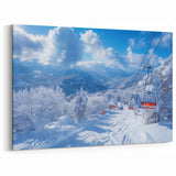 Vail Ski Resort Art - Snowy Mountain Landscape with Ski Lift and Blue Sky