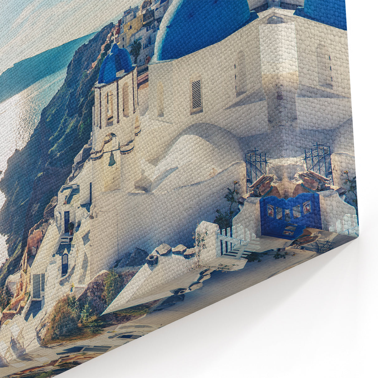 Santorini Prints - Sunset Over Iconic Blue Domes and Sea View