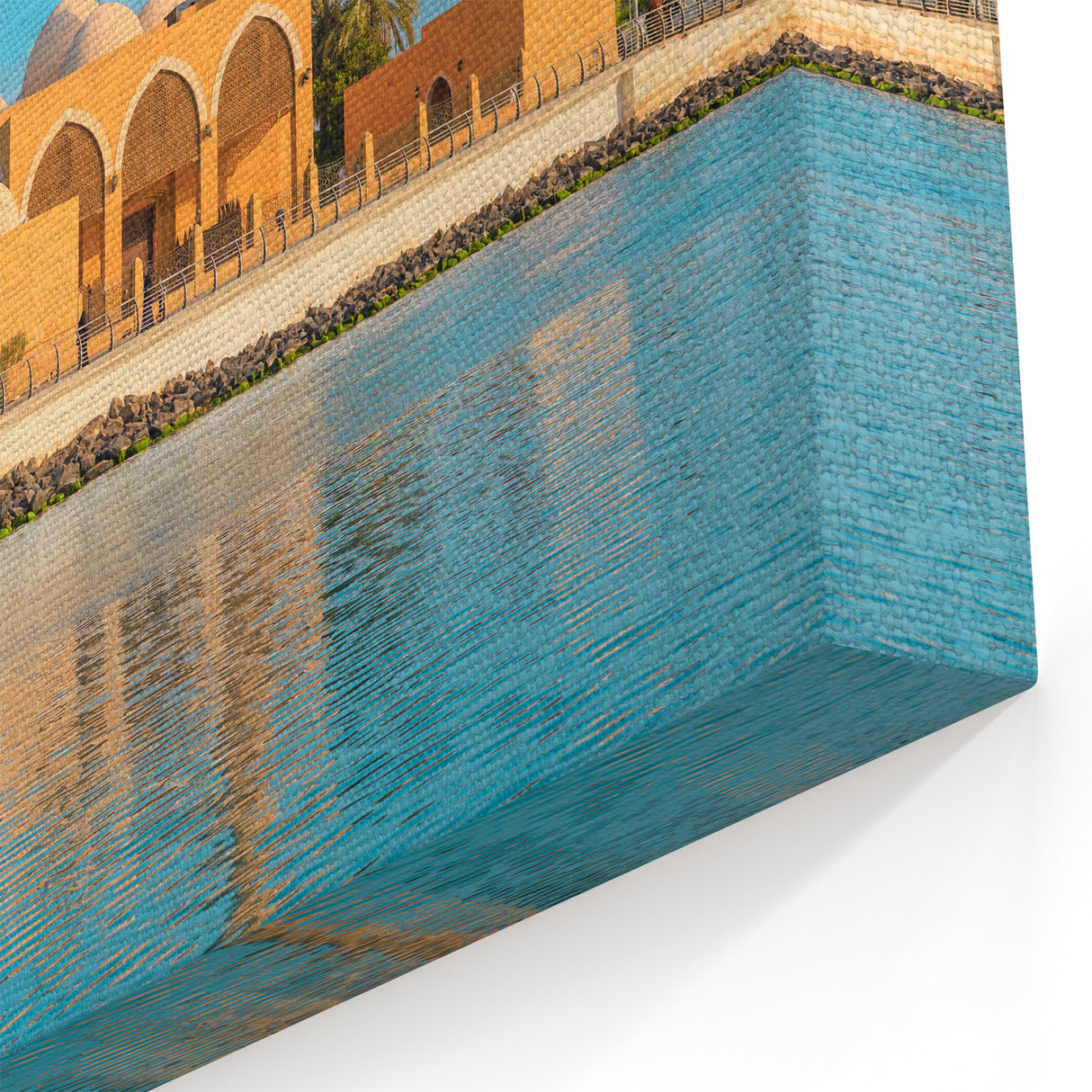 Waterfront Mosque with Palm Trees Scenic Print - Saudi Arabian Mosque Art