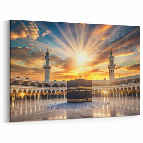 Islamic Art Decor - Kaaba at Sunrise Arabian Scenery Wall Print