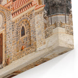 Crete Framed Art - Stone Chapel Nestled in Rocky Crete Landscape Print