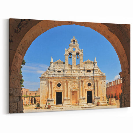 Crete Photography Art - Arkadi Monastery Framed by Historic Archway
