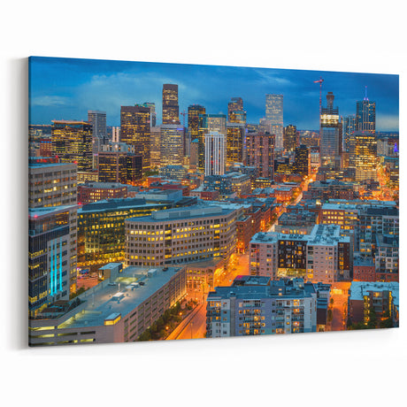 Denver Cityscape Prints with Golden Twilight - Colorado Wall Decor