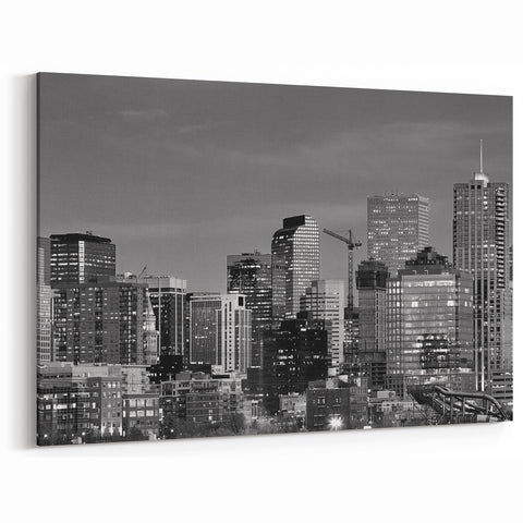 Black and White Denver Skyline Art - Modern Mile High City Wall Decor