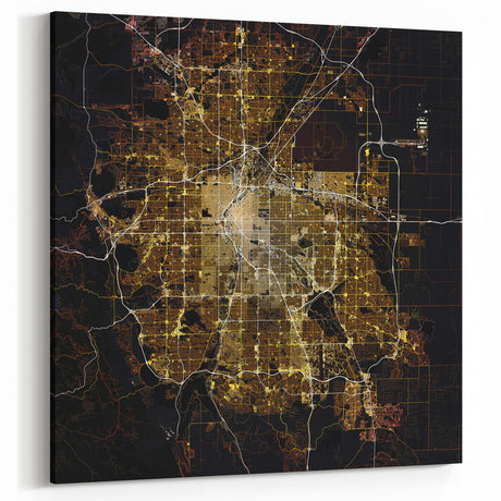 Denver City Map Art - Stunning Aerial Night View Wall Decor Print