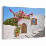 Rhodes Island Canvas - Greek Island Wall Decor with Floral Charm
