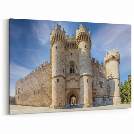 Historic Rhodes Paintings - Greek Island Wall Decor with Castle View