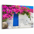 Santorini Canvas Prints - Greek Island Artwork with Floral Charm