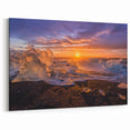 Northern Lights Artwork - Sunset Glow Over Greenland Icebergs