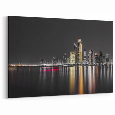 Abu Dhabi Cityscape Night Canvas - Modern Skyline Wall Art