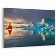 Greenland Iceberg Prints - Arctic Sailboat with Glaciers at Sunset