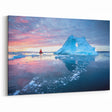 Northern Lights Artwork - Sailboat at Arctic Ice Arch Sunset Wall Decor
