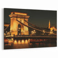 Budapest Cityscape Art - Chain Bridge Illuminated at Night