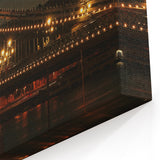 Budapest Cityscape Art - Chain Bridge Illuminated at Night