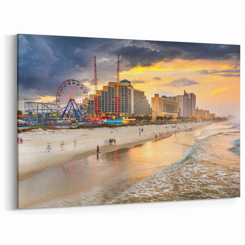 Daytona Wall Art - Colorful Beachfront with Ferris Wheel at Sunset