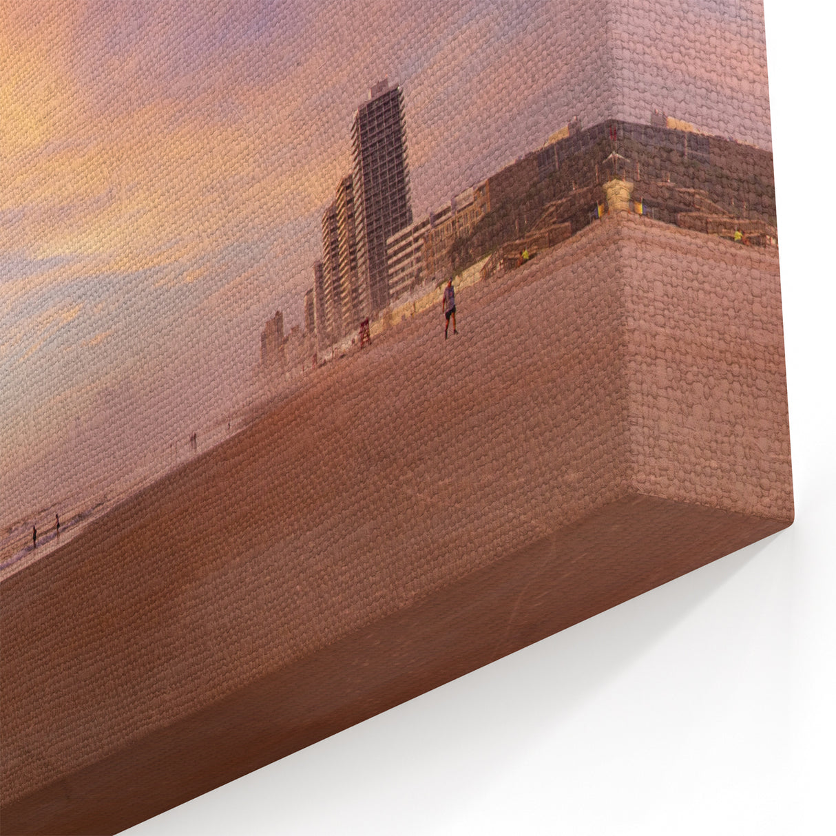 Daytona Wall Art - Serene Beachfront with Golden Sunrise and Cityscape