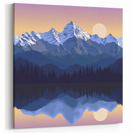 Scenic Wall Art of Colorado - Stylized Colorado Mountain Reflection Artwork
