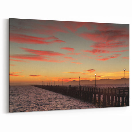 Berkeley Sunset Pier Art - Scenic Coastal View on Stretched Canvas