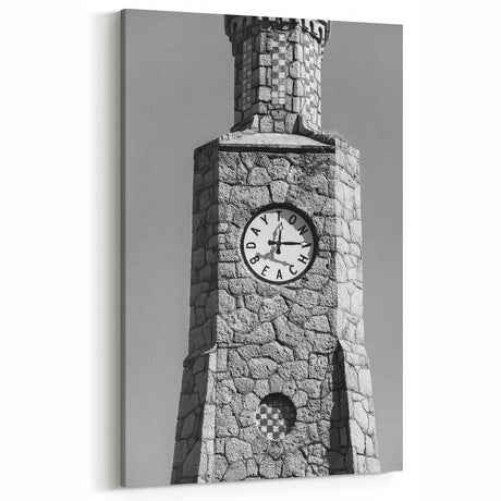 Daytona Beach Clock Tower - Black and White Coastal Florida Art on Canvas