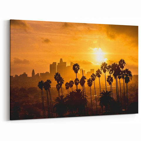 California Sunset Skyline - Scenic Beverly Hills Palm Trees Wall Art