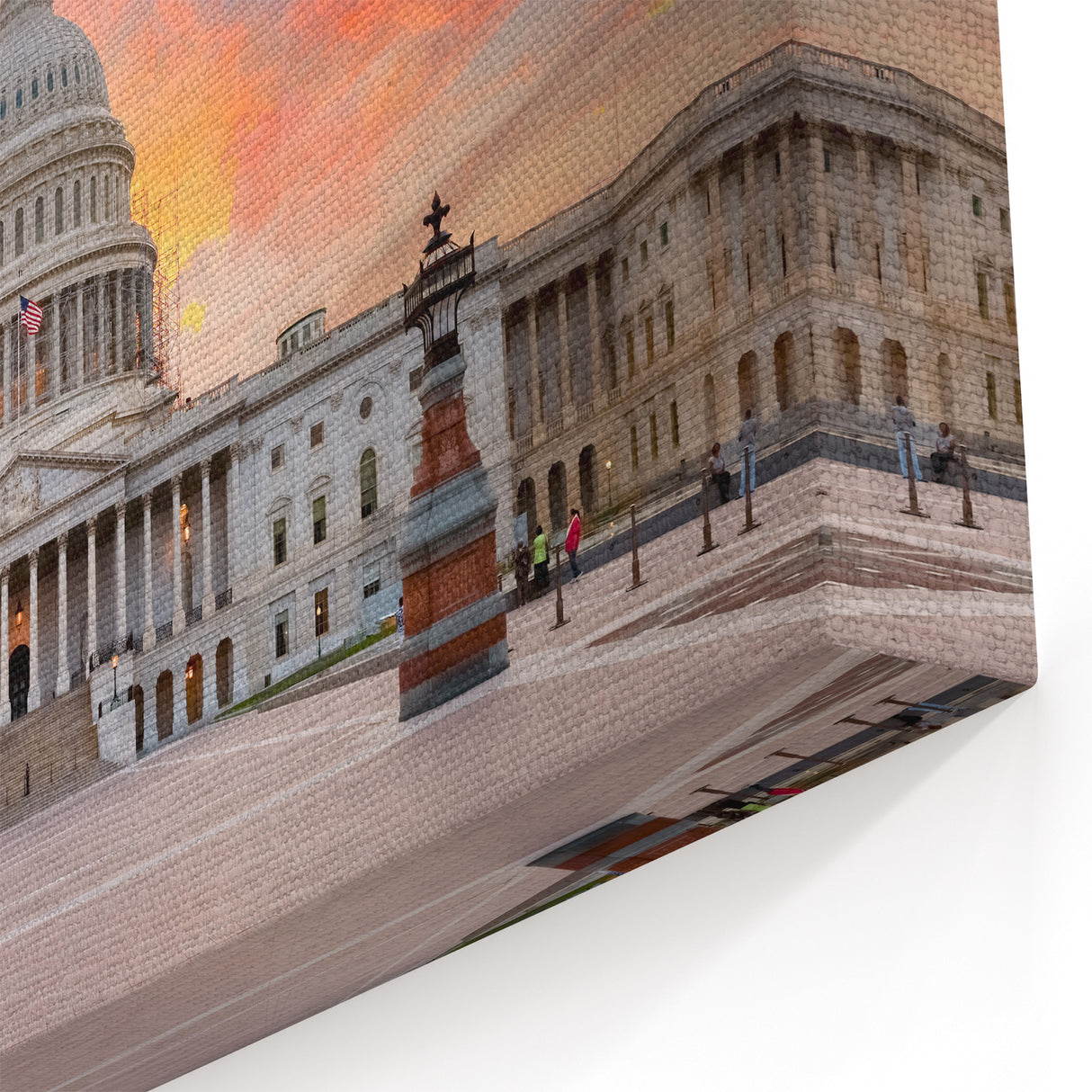 Capitol Building Canvas Art - Sunset Glow Washington DC Landmark Print