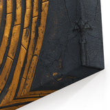 Geometric Spiral Strokes in Gold and Black – Abstract Line Canvas Art