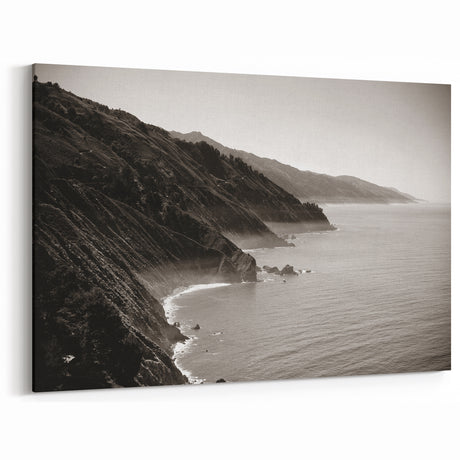 Vintage Inspired Big Sur Wall Art – California Coastal Black & White Print