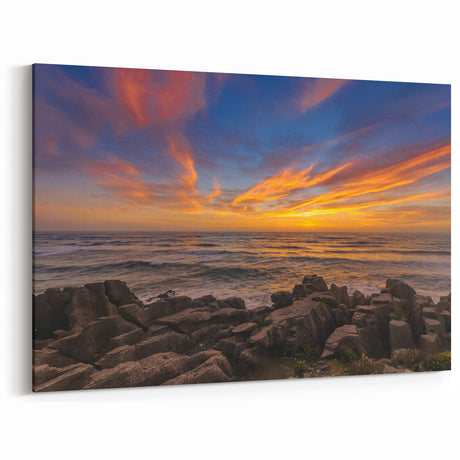 West Coast Sunset Art - New Zealand Coastal Landscape Canvas Print