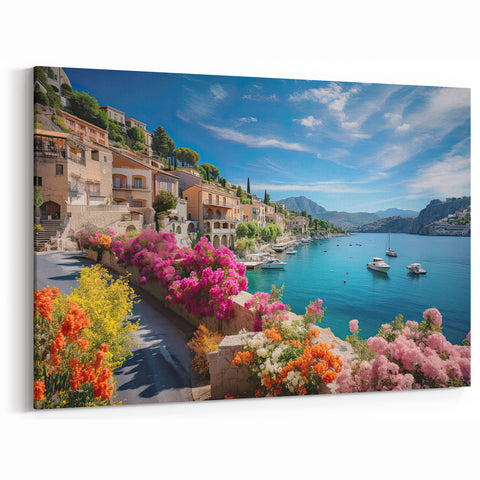Provence Wall Art - French Country Landscape with Lavender Flowers
