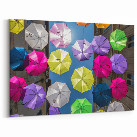 South of France Wall Art - Colorful Umbrellas French Village Decor