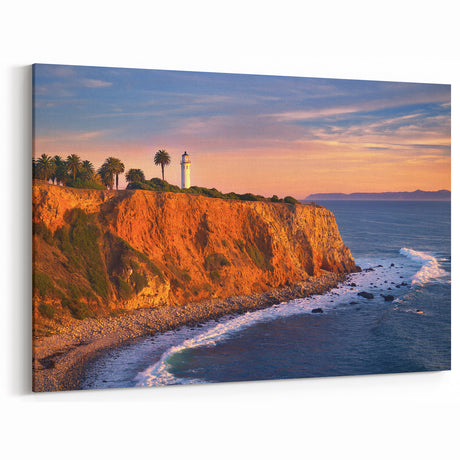 Lighthouse Coastal Sunset Print – Catalina Island Canvas Art