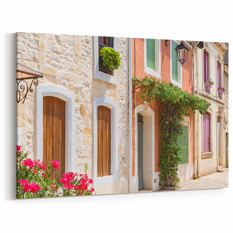 French Village Art - Provence Street Scene with Colorful Architecture Decor