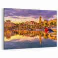 French Riviera Art - Sunset Reflections in Coastal Provence Harbor