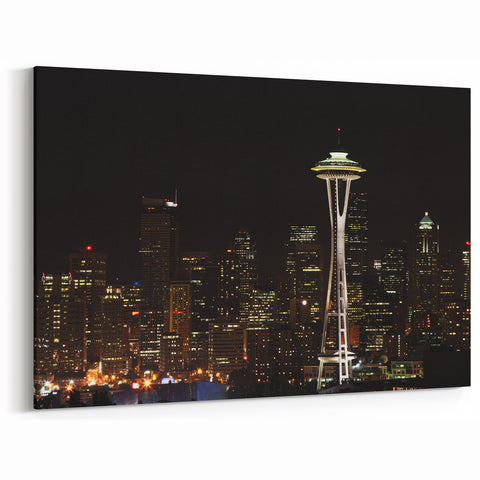 Seattle Skyline Art - Stunning Nighttime Seattle Cityscape Wall Décor