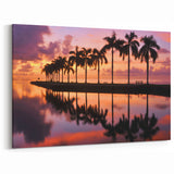 Miami Sunset Palm Trees Art – Peaceful Beach Canvas for Home Decor